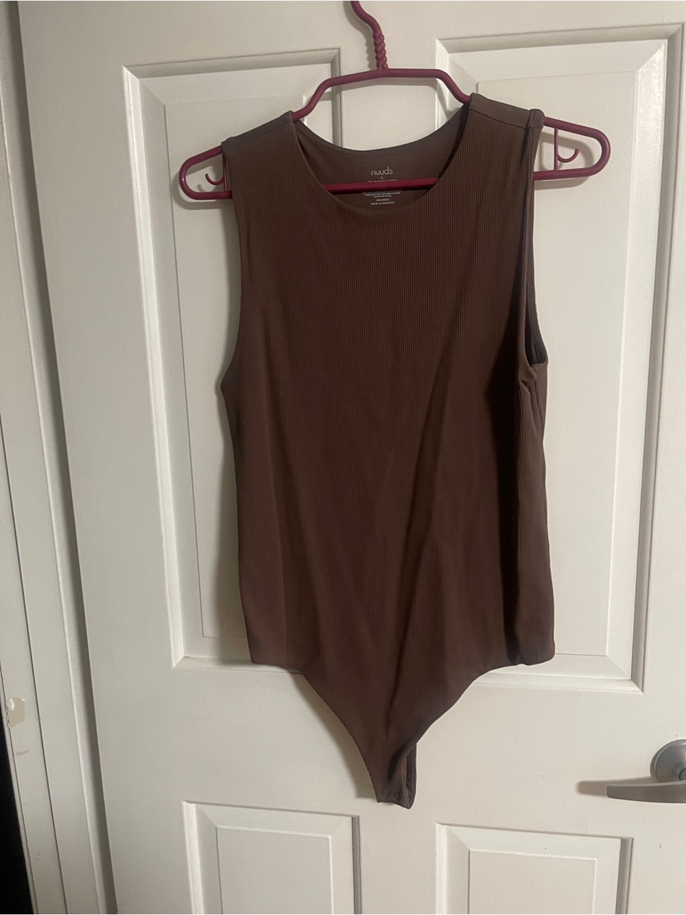 nuuds Chocolate Brown Ribbed Sleeveless Bodysuit